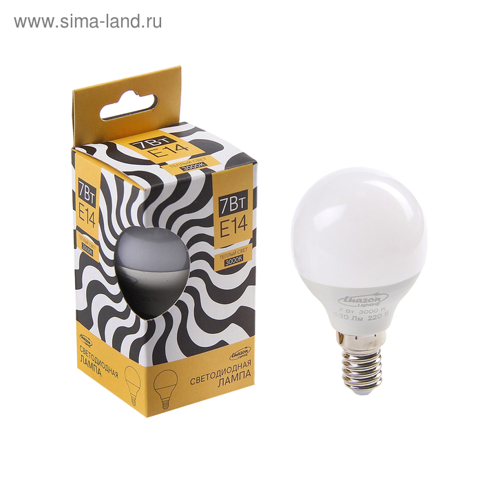 Лампа cветодиодная Luazon Lighting, G45, 7 Вт, E14, 630 Лм, 3000 K, теплый белый - Фото 1