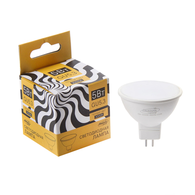 Лампа cветодиодная спот Luazon MR16, GU5.3, 5 Вт, 450 Лм, 3000 K, теплый белый