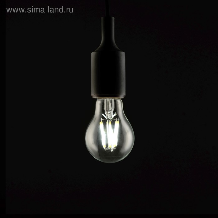 Лампа светодиодная, A60, 4 Вт, E27, 420 Лм, 4200 К, дневной белый, прозрачная - Фото 1