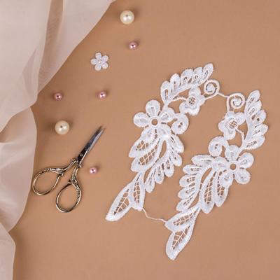 Аппликации пришивные «Лейсы», 17 × 6 см, пара, цвет белый