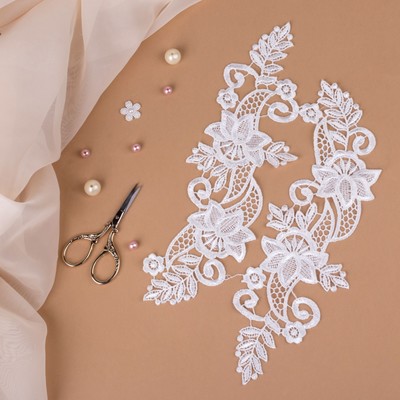 Аппликации пришивные «Лейсы», 26 × 9,5 см, пара, цвет белый