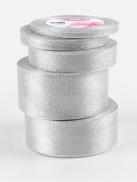 Набор парчовых лент, 5 шт., размер лент: 6/10/20/40/50 мм, 23±1 м, цвет серебряный