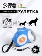 Рулетка "Пижон" с фонариком, прорезиненная ручка, 5 м, до 35 кг, голубая - Фото 1