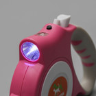 Рулетка "Пижон" с фонариком, прорезиненная ручка, 5 м, до 35 кг, розовая - фото 8358436
