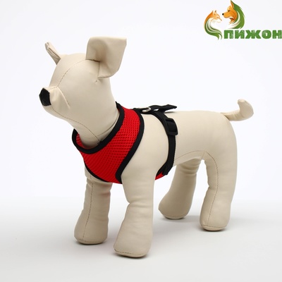 Шлейка мягкая из неопрена, размер S, ОШ 24 см, ОГ 24-34 см, красная