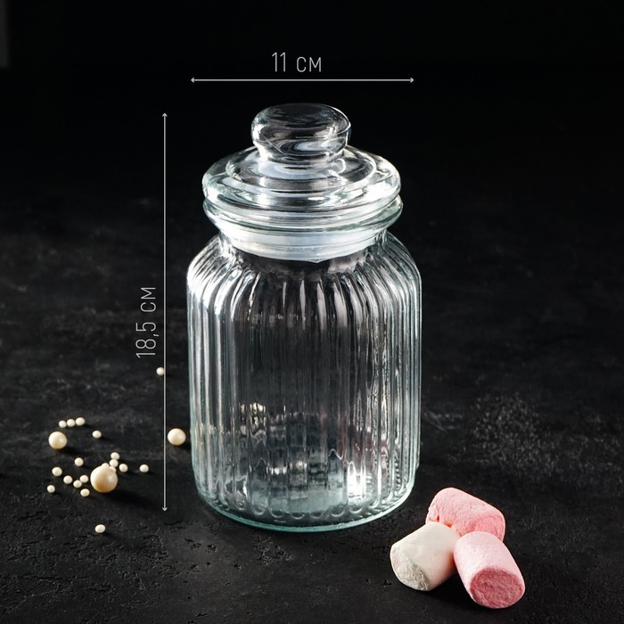 Банка для сыпучих продуктов «Лада», 900 мл, 11×18.5 см, стекло, прозрачная - Фото 1