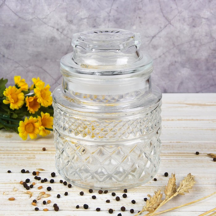 Банка для сыпучих продуктов «Аригато», 1 л,12×12×17 см, стекло, прозрачная