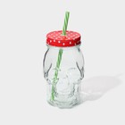 Кружка Доляна «Череп. Хэллоуин», 400 мл, 9×14.5 см, с крышкой и трубочкой, стекло, МИКС - Фото 1