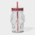 Кружка Доляна «Череп. Хэллоуин», 400 мл, 9×14.5 см, с крышкой и трубочкой, стекло, МИКС - Фото 2