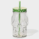 Кружка Доляна «Череп. Хэллоуин», 400 мл, 9×14.5 см, с крышкой и трубочкой, стекло, МИКС - Фото 7