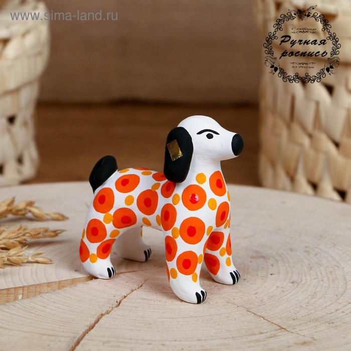 Дымковская игрушка «Фигурка: Собака оранжевая», 7 см - Фото 1