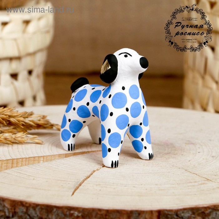 Дымковская игрушка «Фигурка: Собака синяя», 7 см - Фото 1