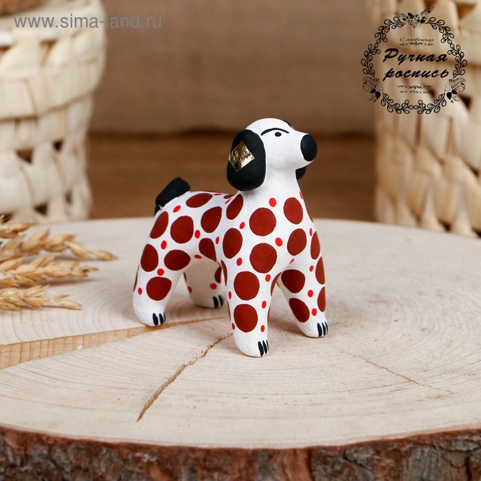 Дымковская игрушка «Фигурка: Собака коричневая», 7 см - Фото 1