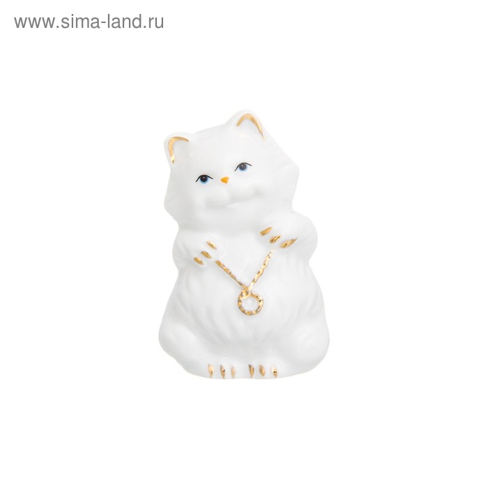 Фигурка декоративная «Кот», цвет бело-золотистый - Фото 1