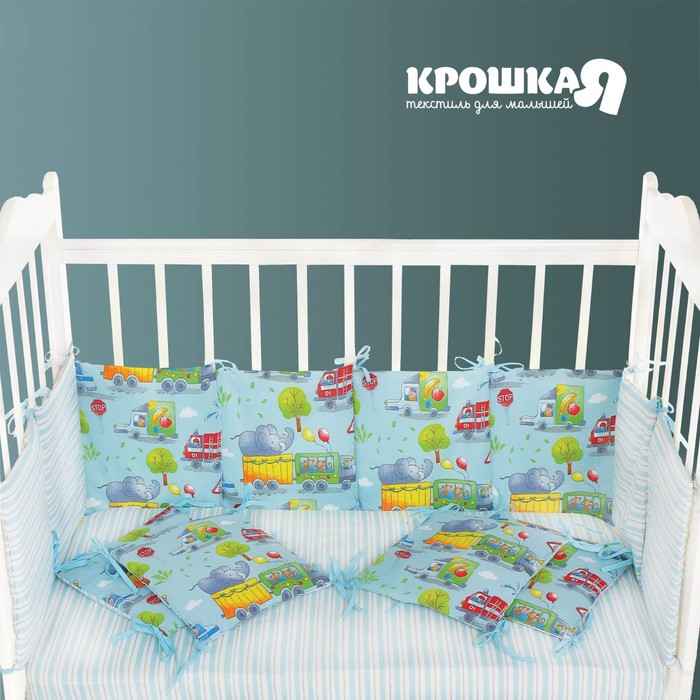 Бортик "Крошка Я" Город (32*32 см х 12шт) 100% хл, бязь 125 гр/м2,  синтепон - Фото 1