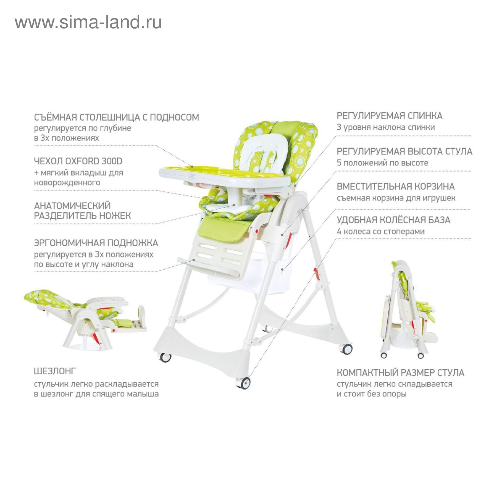 Положение спинки стульчика для кормления по месяцам