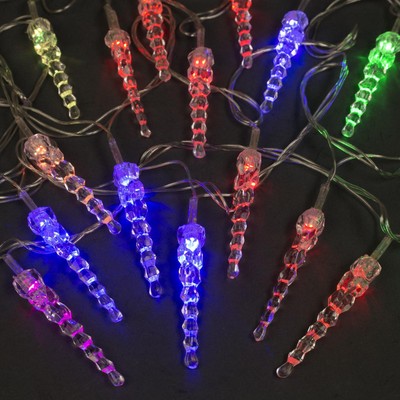 УЦЕНКА Гирлянда «Нить» 5 м с насадками «Сосульки тающие», IP20, прозрачная нить, 20 LED, свечение мульти (RG/RB), мигание, 220 В