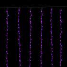 Гирлянда «Водопад» 2 × 1.5 м, IP20, прозрачная нить, 400 LED, свечение фиолетовое, 8 режимов, 220 В, УЦЕНКА - Фото 2