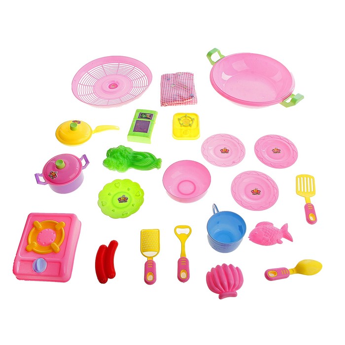 Набор посуды,с плитой и продуктами, 22 предмета, МИКС - Фото 1