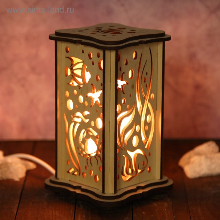 Соляной светильник из дерева "Рыбка", малый, 15 x 10 см, деревянный декор - Фото 1