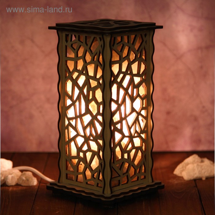 Соляной светильник из дерева "Льдинки", 20 х 12 см, деревянный декор - Фото 1