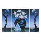 Картина модульная на подрамнике "Розы, круглая ваза" ( 2-19х50см; 1-40х50)   88х50см - фото 8616873