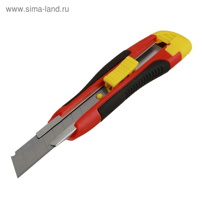 Нож универсальный Hobbi, прорезиненный корпус, квадратный фиксатор, усиленный, 18 мм