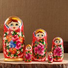Матрёшка «Авдосья», красное платье, 5 кукольная, 18 см - фото 9945204