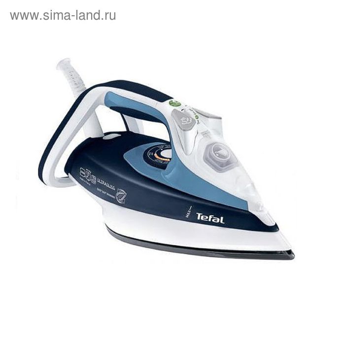 Утюг Tefal FV4887D0, 2400 Вт, керамическая подошва, вертикальное отпаривание, бело-синий - Фото 1