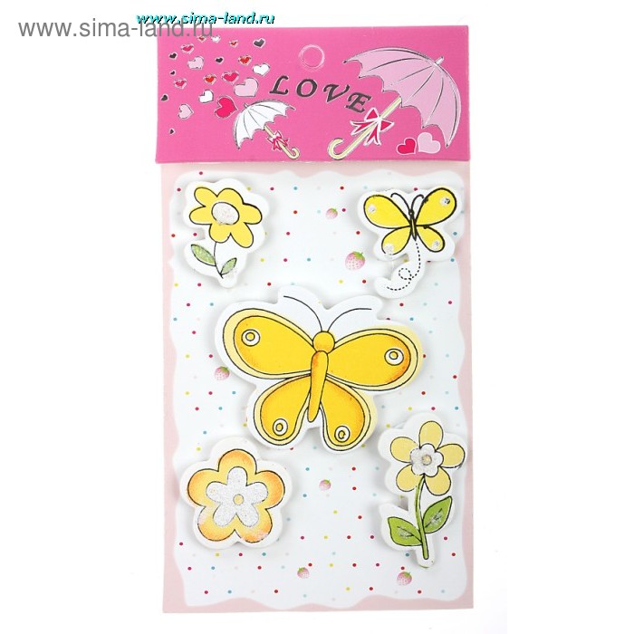 наклейка дерево полянка желтая (набор 5 шт)  9*15 см - Фото 1