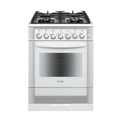 Плита Gefest ПГЭ 6502-02 0042, комбинированная, 4 конфорки, 55 л, электрическая духовка, белая
