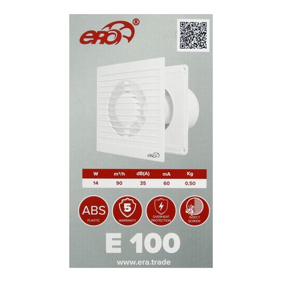 Вентилятор вытяжной ERA E 100-02, 160×160 мм, d=100 мм