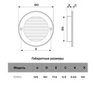 Решетка вентиляционная ERA 12 РКС, круглая, с сеткой, d=125 мм - фото 24660900