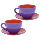Набор подарочный на 2 персоны "Пурпурно-Оранжевый": 2 чашки 200 мл, 2 блюдца - Фото 1