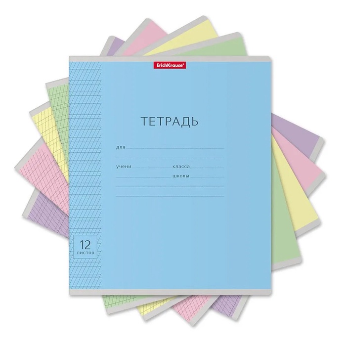 Тетрадь 12 листов в узкую линейку, ErichKrause «Классика», обложка мелованный картон, МИКС - Фото 1