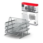 Лоток для бумаг ErichKrause Steel, А4, сборный, горизонтальный, 3 отделения, серебро - Фото 4