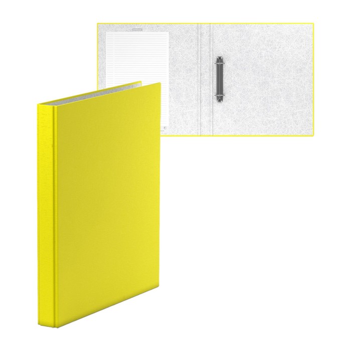Папка на 2 кольцах А4, ErichKrause Neon, 35 мм, 1750 мкм, ламинированная, твердая обложка, жёлтая - Фото 1