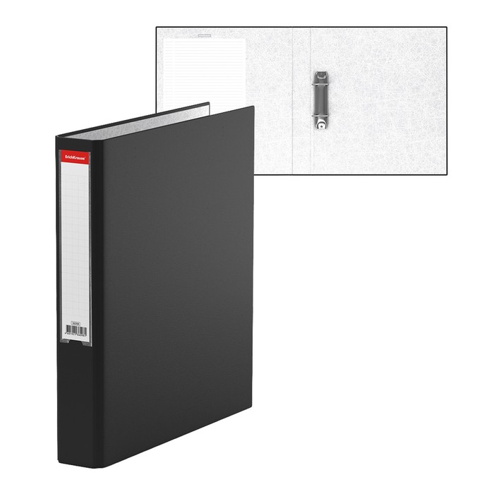 Папка на 2 кольцах А4, ErichKrause Business, 50 мм, 2000 мкм, ламинированная, твердая обложка, черная - Фото 1