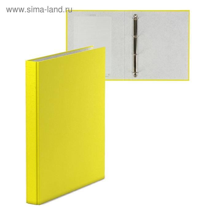 Папка на 4 кольцах А4, ErichKrause Neon, 35 мм, 1750 мкм, ламинированная, твердая обложка, желтая - Фото 1