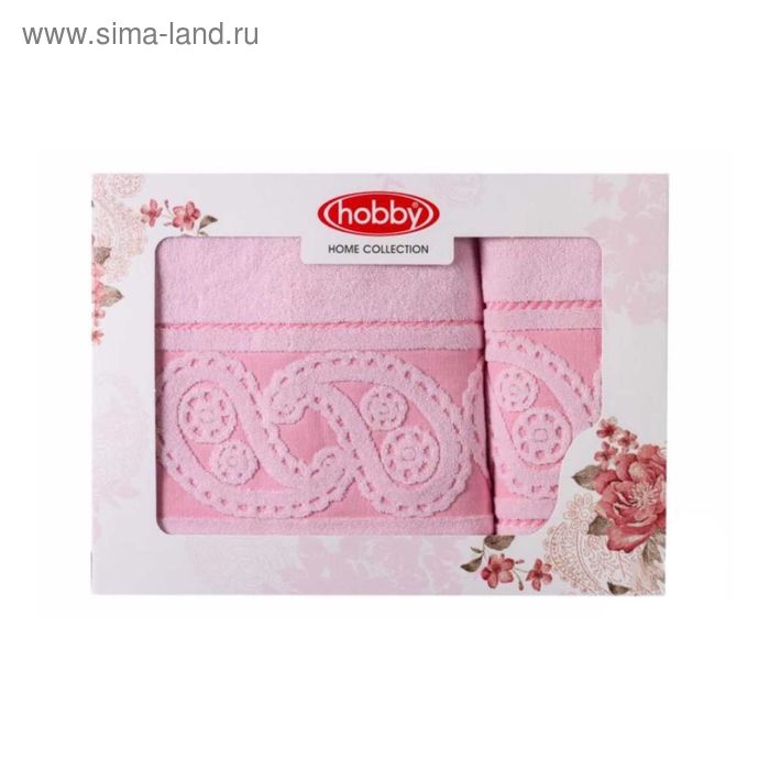 Комплект махровых полотенец Hurrem, 50 х 90 - 1 шт, 70 х 140 см - шт, светло-розовый - Фото 1