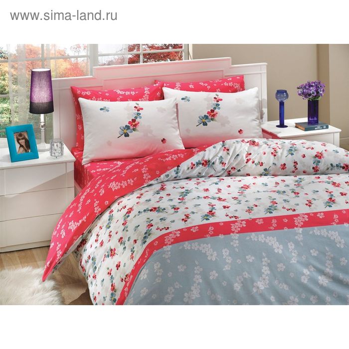 КПБ «ILYA» 2 сп., размер 180 х 220 см, 220 х 240 см, 50 х 70 см, 70 х 70 см по 2 шт., цвет синий, ранфорс - Фото 1