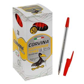 Ручка шариковая Carioca Corvina 51, прозрачный корпус, узел 1.0 мм, чернила красные