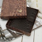 Портмоне (муж/жен) 3 в1, отдел для купюр, для карт, для монет, отдел для автодокументов+паспорта, крокодил коричневый - Фото 7