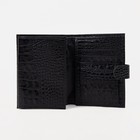 Портмоне мужское на кнопке, отдел для автодокументов и паспорта, цвет чёрный - Фото 3