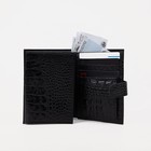 Портмоне мужское на кнопке, отдел для автодокументов и паспорта, цвет чёрный - Фото 7