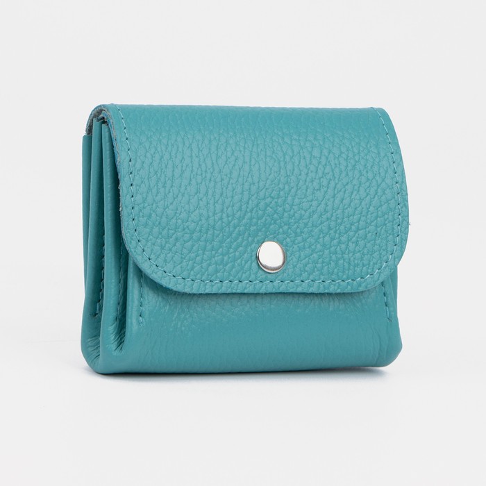 Кошелёк монетница на кнопке, цвет бирюзовый - Фото 1