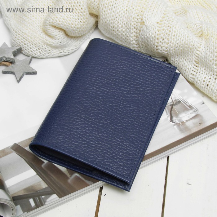 Обложка для паспорта, 5 карманов для карт, флотер, цвет синий - Фото 1