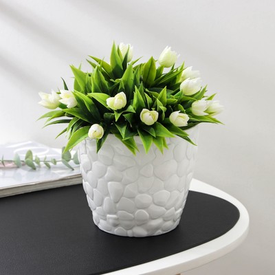 Горшок с поддоном «Камни», 1.4 л, белый