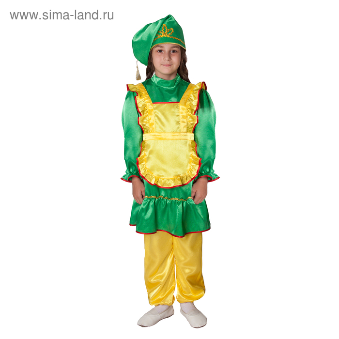 Костюм татарский для девочки, платье, фартук, шаровары, калфак, 128  см - Фото 1