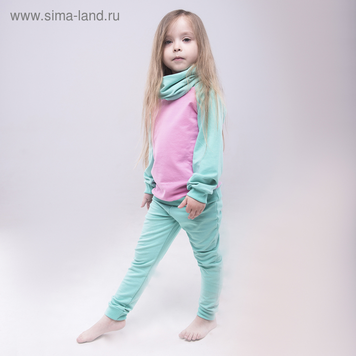 Спортивный костюм для девочки (толстовка, брюки), рост 134 см, цвет ментол-розовый ОЕ-10 - Фото 1
